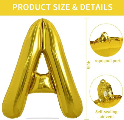 TONIFUL 40 Inch Large Gold Letter A Foil Balloons Alphabet Balloons | Giant - Image 3