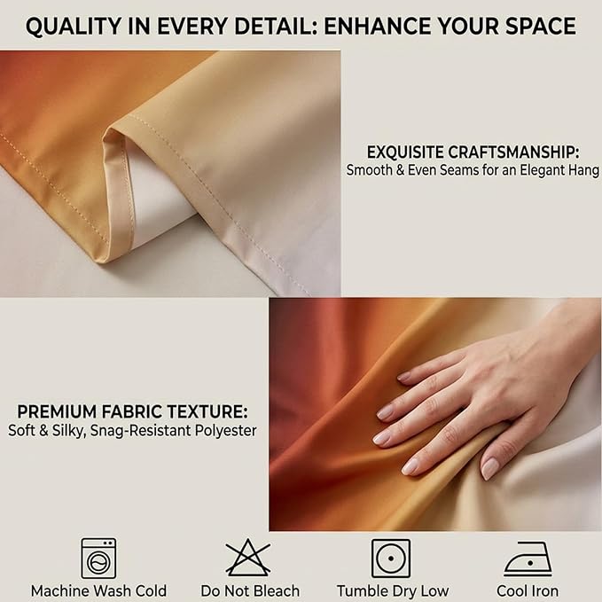 Burnt Orange Curtains 72 Inch Length 2 Panel Set | Light Filtering Curtains - Image 9