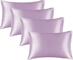 BEDELITE Satin Pillowcase for Hair and Skin, Super Soft Similar to Silk Pillow Cases 4 Pack with Envelope Closure, Cooling Pillowcases for Women Men (20"x30" Queen Size, Lavender)