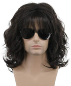 karlery California 70s 80s Rocker Wig Men Women Long Curly Dark Brown Halloween Costume Anime Wig