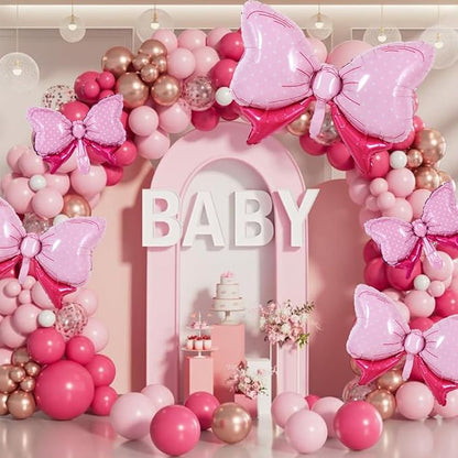 Vuzvuv 12 Pcs Pink Bow Balloons 32 Inch 31Inch 15Inch Bowie Foil Balloons - Image 4