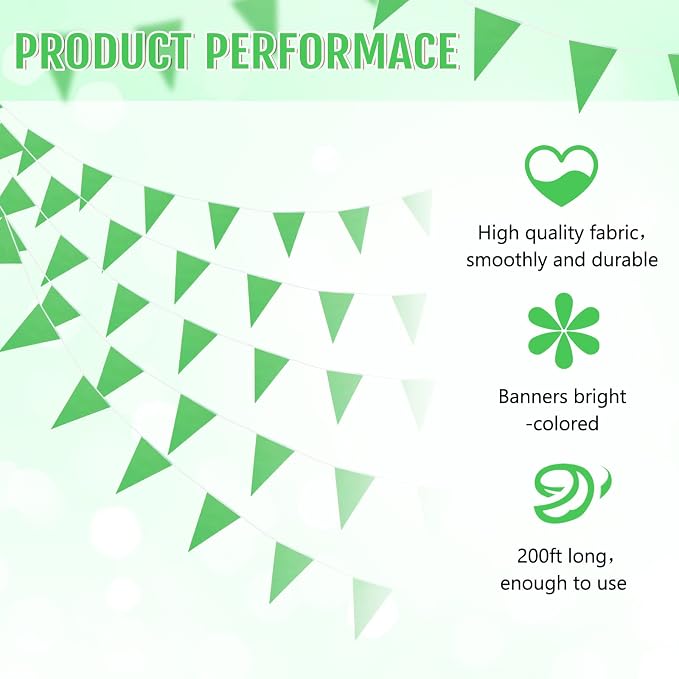 Tatuo 200 Feet Solid Pennant Banners Flags String Triangle Hanging DIY Bunting - Image 3