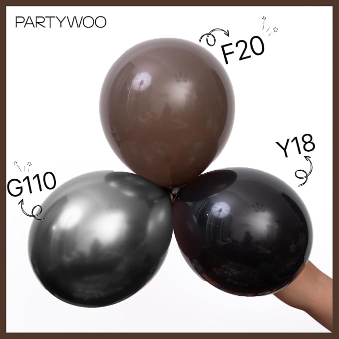 PartyWoo Dark Brown Balloons 50pcs Boho Coffee Neutral Fall Color | Balloons - Image 4