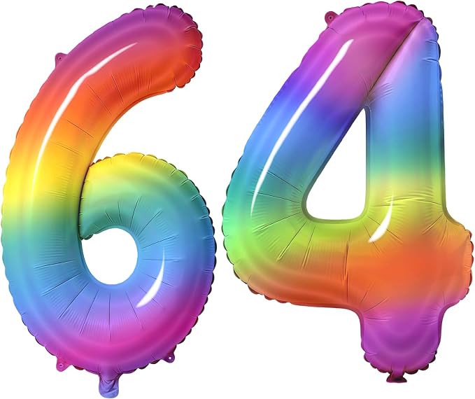 Number 64 Balloons for 64th Birthday Party Decorations, 0-100 Large No.64 by Joycard