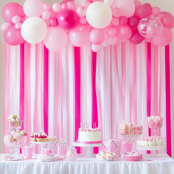 8 Pink Streamers, 656ft Pack of Crepe Paper Bachelorette Party Decorations | - Image 2