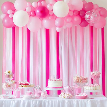12 Pink Streamers, 984ft Pack of Crepe Paper Bachelorette Party Decorations | - Image 2