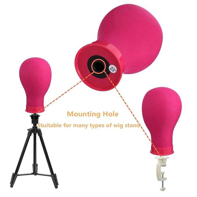 Wig Head 23 Inch Canvas Block Head Wig Stand with Mannequin Head for Wigs Making Display(23Inch, Rose)