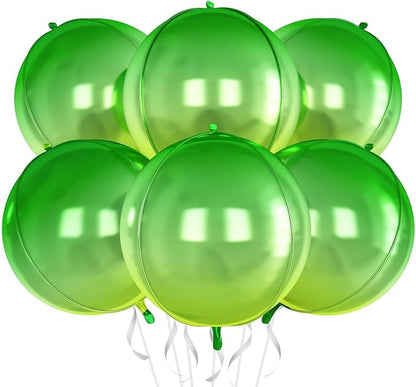 6Pcs Gradient Green Round Foil Balloons, Giant 4D Round Ball Balloon, 22 Inch by Adorely