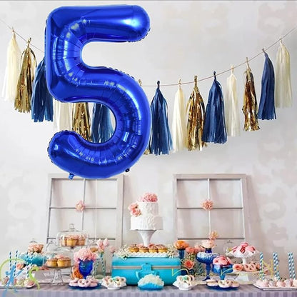 TONIFUL 40 Inch Navy Blue Number 5 Balloons Large Foil 5th Birthday Decor | - Image 6