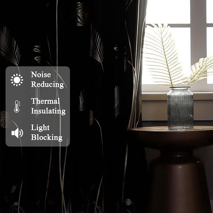 Black Blackout Curtain for Sliding Glass Door 80W x 84L Inch Thermal Insulated - Image 6