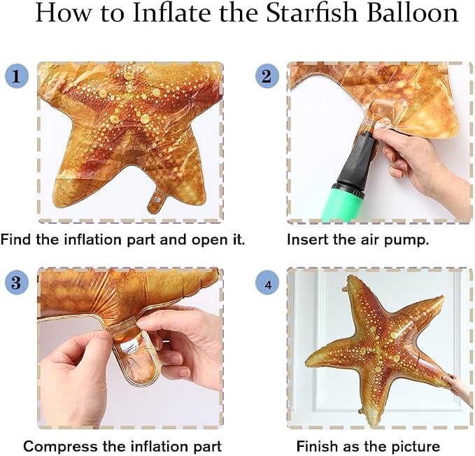 Starfish Balloons for Ocean Under the Sea Party Decoration | 4pcs 26inch Large - Image 3