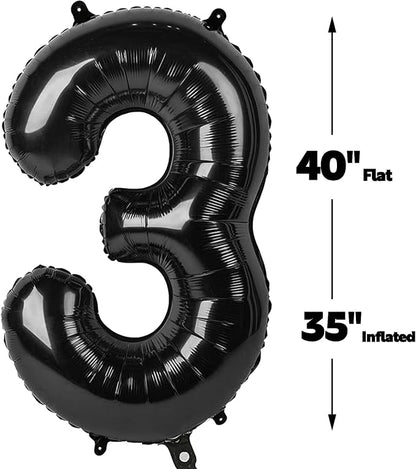 40 Inch Black 23 Large Number Balloon, 23 32 Black Birthday Party Decorations - Image 3