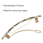 Light Blue Hair Barrette for Thin Hair, Classic Rectangle French Barrette for Women, Lightweight and Comfortable, Strong Hold, South Sea Faux Shell | France Luxe