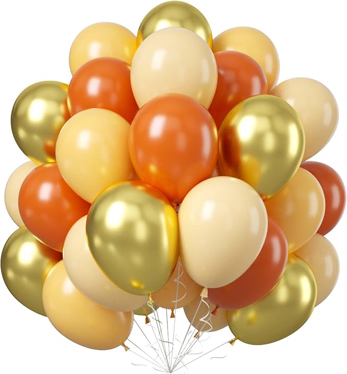 Fall Balloons Orange Gold, Burnt Orange Sand White Beige Blush Party Balloon by Unknown