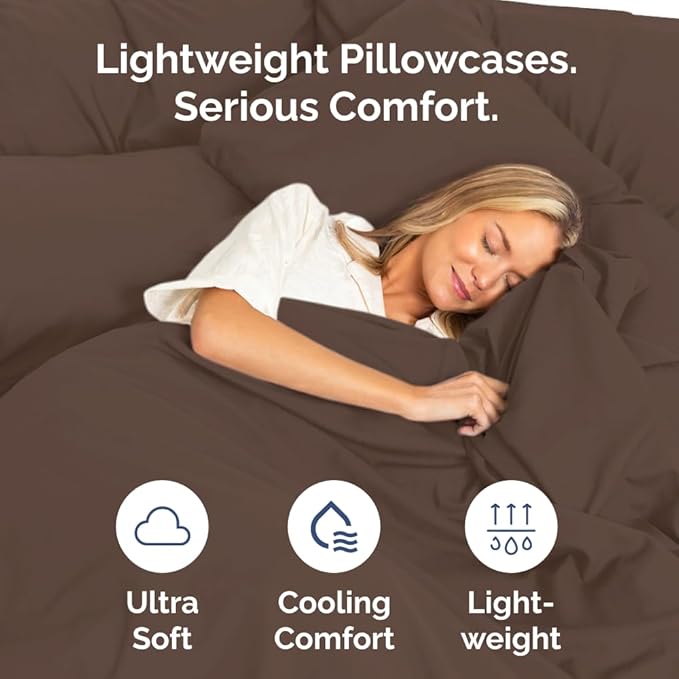 Queen Pillow Cases Set of 6 - Ultra Soft Hotel Quality Pillowcase Covers - Comfy & Wrinkle Free - Shrink, Stain and Fade Resistant - Easy-Care, Machine Washable Pillow Protectors - 6 Pcs Set - Brown