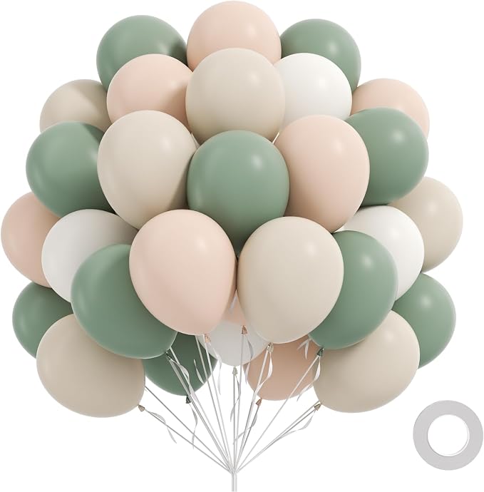 60pcs 12inch Sage Green Balloons by Leraqertra