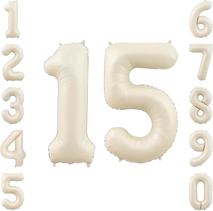 Cream Number 15 Balloon 40 Inch, Modern Celebration Decoration and Party by Unknown