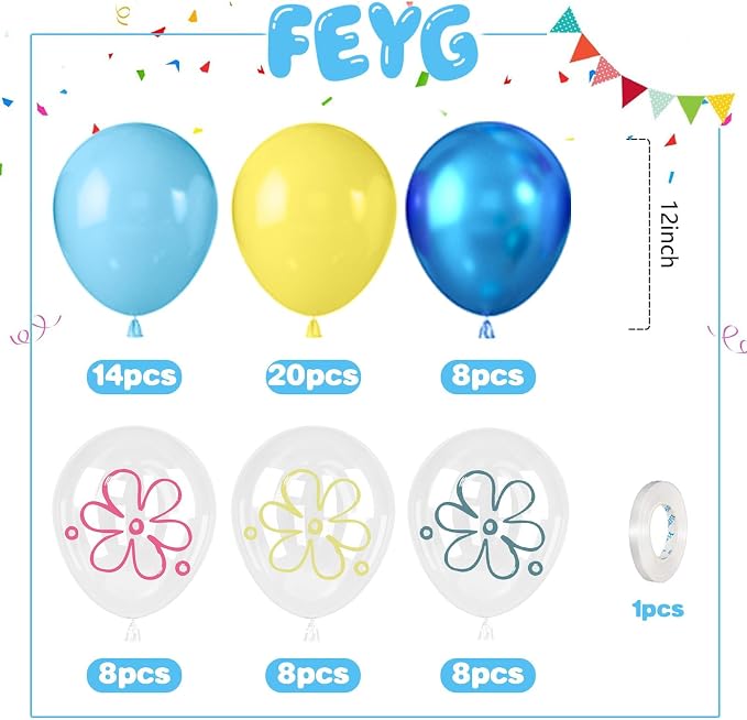 Blue and Yellow Balloons, for Birthday Theme Party Decorations - Image 2