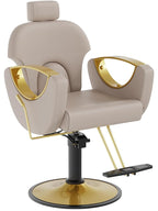 Barber Chair for Hair Stylist, Height Adjustable Hydraulic Hair Reclining Salon Chair, 360 Degrees Rotation, Multi-Function Shampoo Chair for Salon Barbershop (Grey)