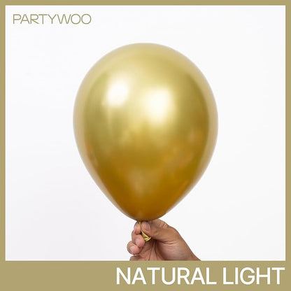 PartyWoo Metallic Gold Balloons 50pcs Chrome Gold Color 12 Inch | Balloons - Image 2