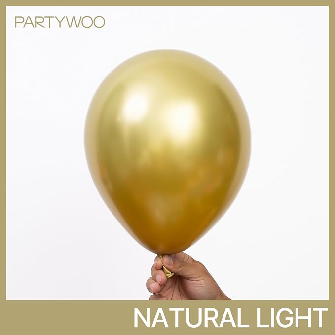 PartyWoo Metallic Gold Balloons 100pcs Chrome Gold Color 10 Inch | Balloons - Image 2