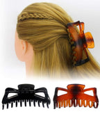 Large Hair Claw Clips for Long Thick Hair Women 5 Inches Big Plastic Claw Clamps 2pcs In Set Hair Accessories Clips (Butterfly-Black+Amber)