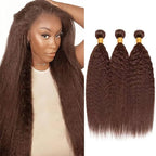 32 32 32 Inch Brown Bundles Human Hair Chocolate Brown Kinky Straight Bundles Brazilian Virgin Remy Hair Extensions Niegmeag Double Weft Color 4 Yaki Straight Bundle Hair Weave 300g