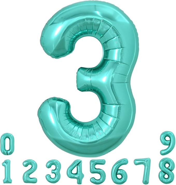 TONIFUL 40 Inch Large Teal Blue Number Balloons, Giant Jumbo Helium Foil Mylar by TONIFUL