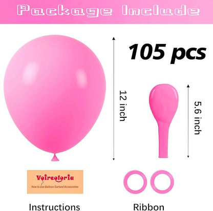 Voircoloria 105pcs Pink Party Latex Balloons, 12inch | - Image 2