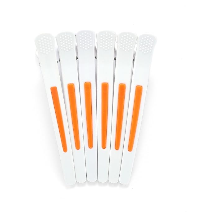 6Pcs/set Pinup Plastic Duck Bill Hair Clips for Sectioning Hair - Professional Non Slip Silicone band Clips Salon DIY Accessories Hairpins Hairgrip for Women (White-Style3)