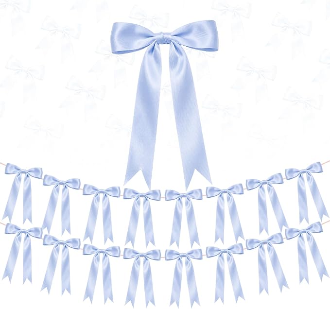 2 Strings Blue Bow Garland Banner Decorations by HILAVO