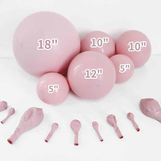 Dusty Pink Double Stuffed balloons Different Size 115Pcs 5/10/12/18 Inch Dusty - Image 4
