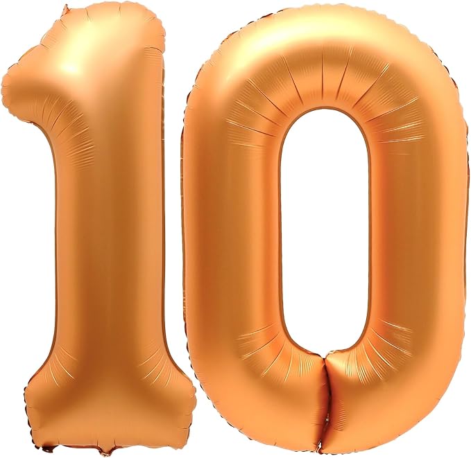 10 Balloon Number, 40 Inch Orange Foil Balloons Giant Jumbo Helium Number 10 by VHUWE