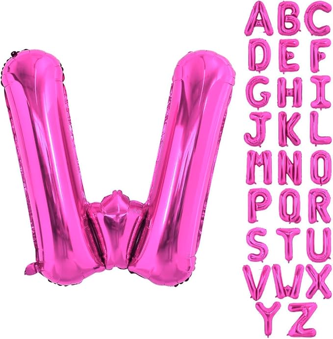 Hot Pink Letter W Balloons, W Letter Balloon 40 Inch Foil W Balloon | Hot Pink by BBPOOL