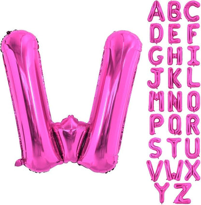 Hot Pink Letter W Balloons, W Letter Balloon 40 Inch Foil W Balloon | Hot Pink by BBPOOL