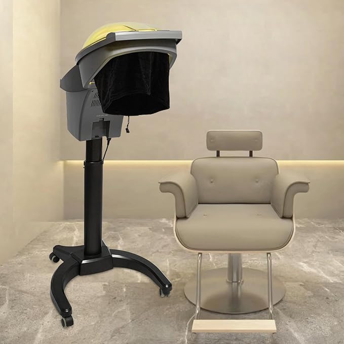 Hair Steamer, 7 Light Professional Salon Hair Steamer Machine 700W Height Adjust Ozone Household Hair Care Oil Treatment Dyeing Machine for Salons, Barbershops (Black)