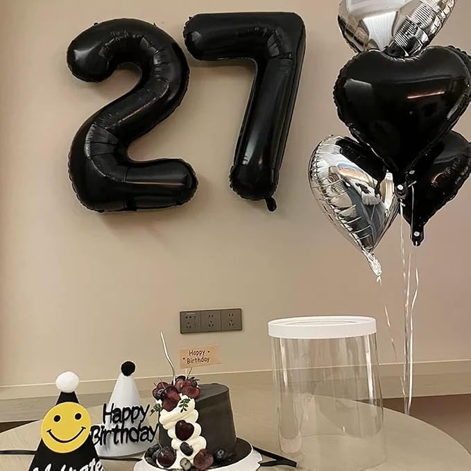 40 inch Black 7 Number Balloon Giant Foil Helium Balloons Black Large Digital - Image 3