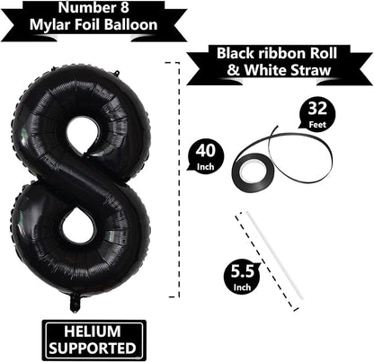 Number Balloons Black Party Balloon - Image 3