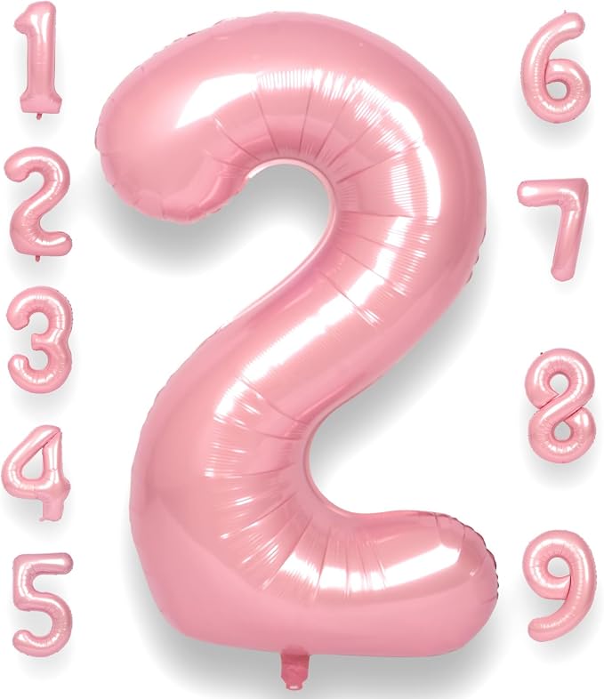 RainbowQ Pink 2 Balloon Number 40 Inch 0-40 Foil Large Balloons | Big Mylar 2 by RainbowQParty