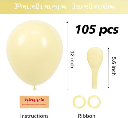 Voircoloria 105pcs Pastel Yellow Party Latex Balloons, 12inch | - Image 2