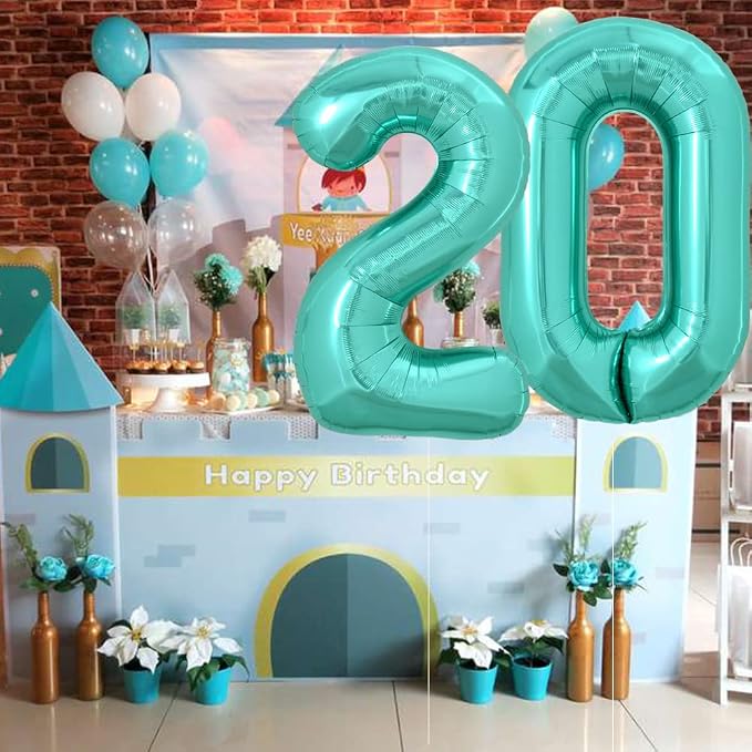 TONIFUL 40 Inch Large Teal Blue Number Balloons, Giant Jumbo Helium Foil Mylar - Image 5
