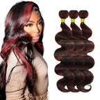 99j Bundles Human Hair P1B99j Body Wave Bundles 2 Tone Black and Burgundy Bundle 12 12 12 Inch Peruvian Unprocessed Virgin Remy Hair Extensions