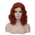 BUFASHION 14" Women Short Orange Red Kinky Straight Cosplay Synthetic Wigs With Air Bangs 46 Colors Available (Orange Red)