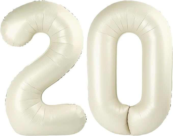 Number 20 Balloons 40 Inch for 20 2026 Birthday Party Decorations, Cream | by Mluchee