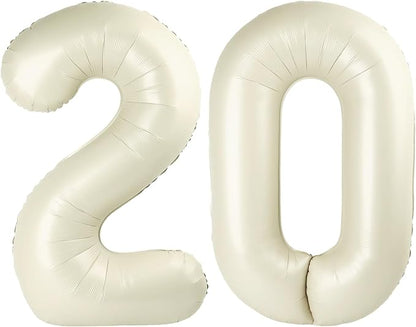 Number 20 Balloons 40 Inch for 20 2026 Birthday Party Decorations, Cream | by Mluchee