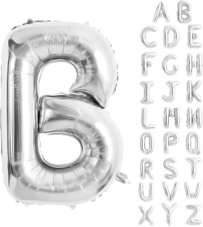 Silver Letter Balloons 40 Inch Large Alphabet Balloon Letter B | Foil Mylar Big by YUNSHANGMO