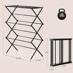 Drying Rack for Laundry, Foldable Clothes Drying Rack, Small Collapsible Dry Rack for Clothes, Use for Indoor & Outdoor Drying Clothes, Black 40"x29"x14.5"