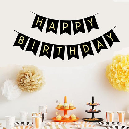 Fecedy Black Happy Birthday Bunting Banner - Image 3
