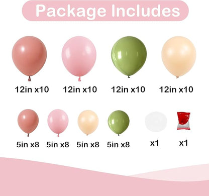 Dusty Pink Green Balloons 12INCH 5INCH Light Pink Olive Green Nude Balloon - Image 4