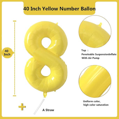40 inch Yellow Number Balloon Giant Foil Helium Balloons Number 8 Balloon - Image 2